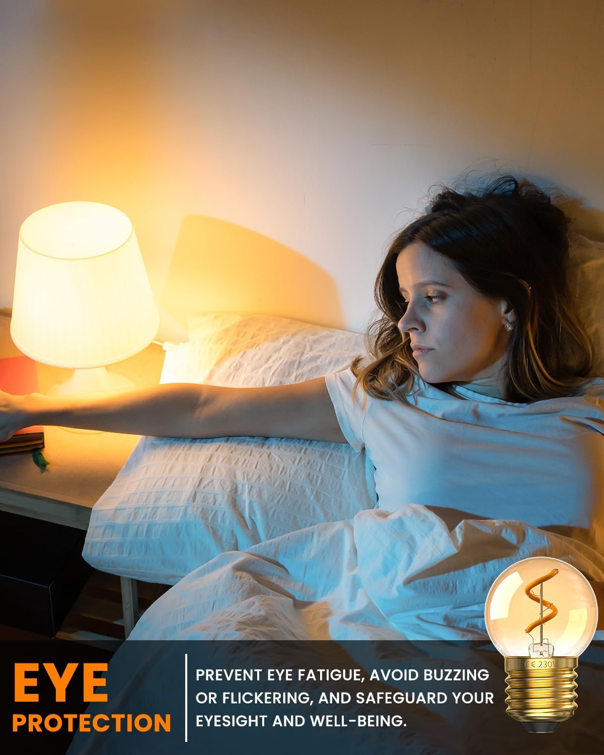 Tobebright 1W E27 Vintage Golf Ball Bulb, G40 E27 LED Screw Bulb Warm White 2200K Amber, 10W Equivalent, SES Low Watt Light Bulbs for Night Light, Home Ceiling Chandelier, Non-Dimmable, 2 Pack image number 6