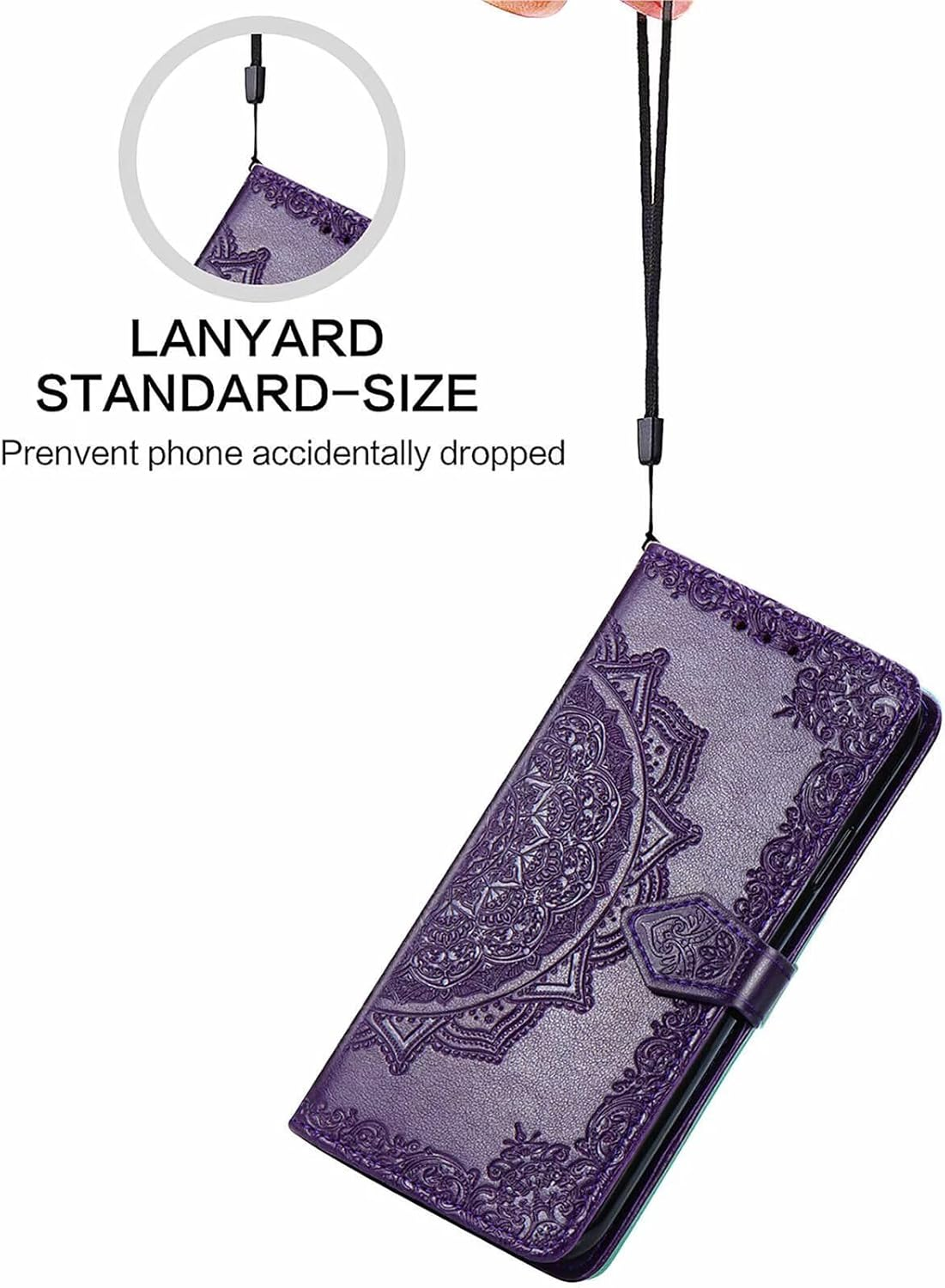 HONLEN Case for Oppo Reno13 F/Oppo Reno 13F 5G Mobile Phone Case, (6.67 Inches) Premium PU Leather Wallet Magnetic Closure Flip Case with 3 Card Slots, Mandala Pattern Case Blue image number 2