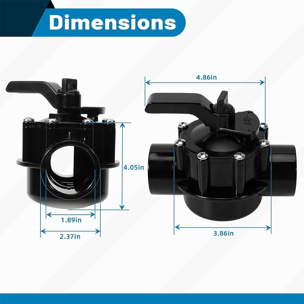 4724 2-Port 1-1/2 to 2-Inch Black Positive Seal Valve Replacement for Jandy Positive Seal Neverlube Valve for Pool,Bathtub and Spa image number 3