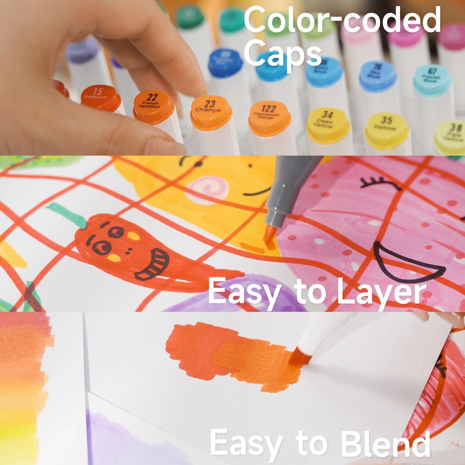 Shuttle Art Dual Tip Alcohol Based Art Markers, 50 Colours plus 1 Blender Permanent Marker with Case Perfect for Kids Adult Coloring Books Sketching Card Making image number 2