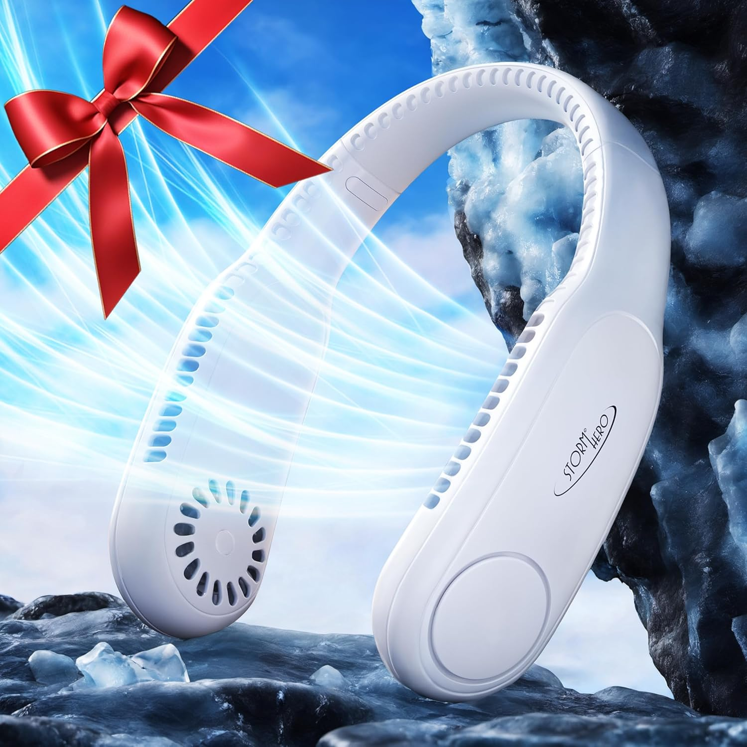 STORM HERO Neck Fan, Portable USB Personal Fan Rechargeable, 3 Speeds Adjustable Bladeless Fans, Short Charging Wearable USB Fan for Outdoor Indoor Travel Sport, Birthday Gifts for Men Women Mom Dad image number 2