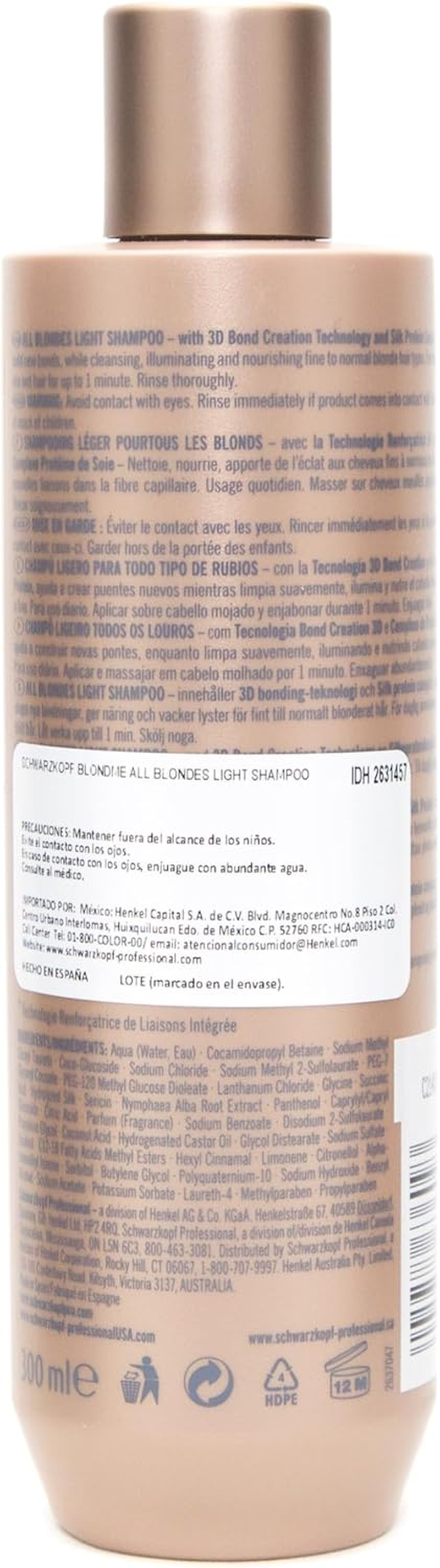 SCHWARZKOPF BLONDME LIGHT SHAMPOO - ALL BLONDES 300Ml image number 3