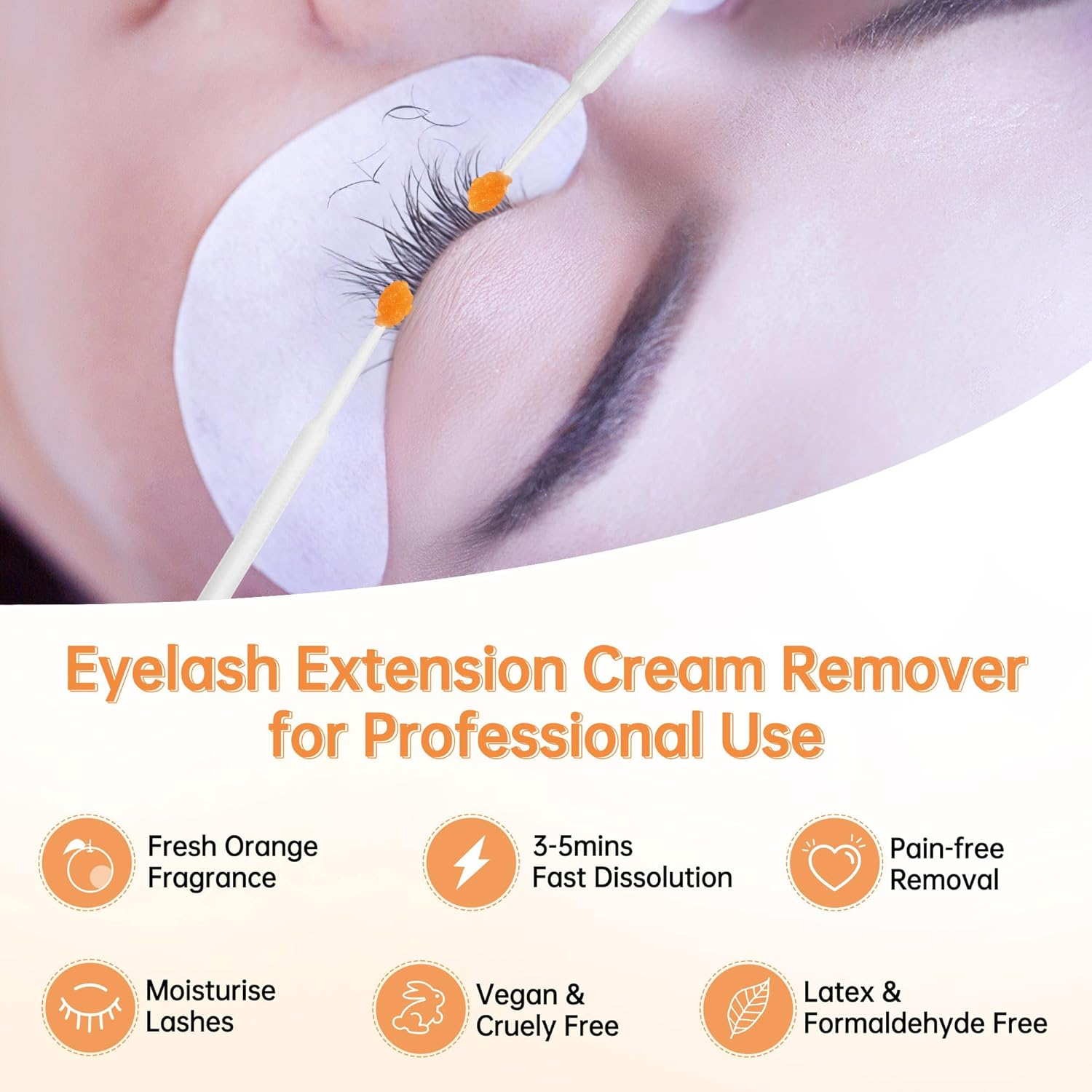 Beauty7 Eyelash Extension Glue Remover Cream Low Irritation and Fast Dissolution Eyelash Remover for Extensions Lash Remover Individual Eyelash Extension Cleanser Orange Flavor image number 4