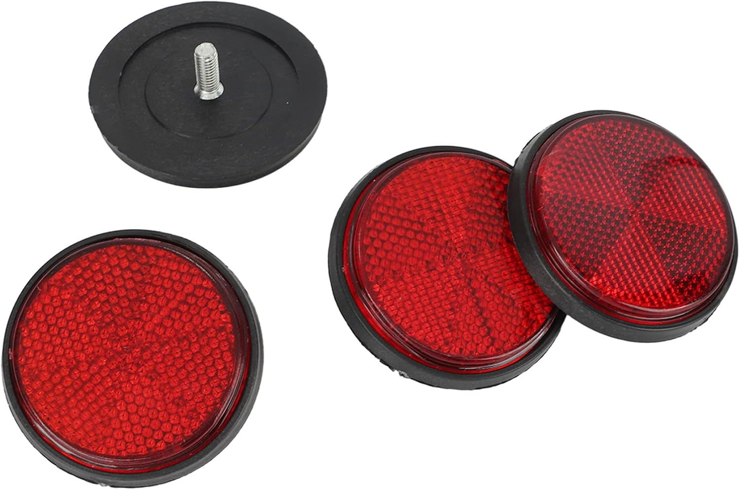 4Pcs 2 Inch round Warning Reflectors in Red for Bikes, Semi-Trucks, Trailers, Boats, Horse Trailers, Scooter, ATV - Motorcycle round Bike Safety,Other Accessories image number 3