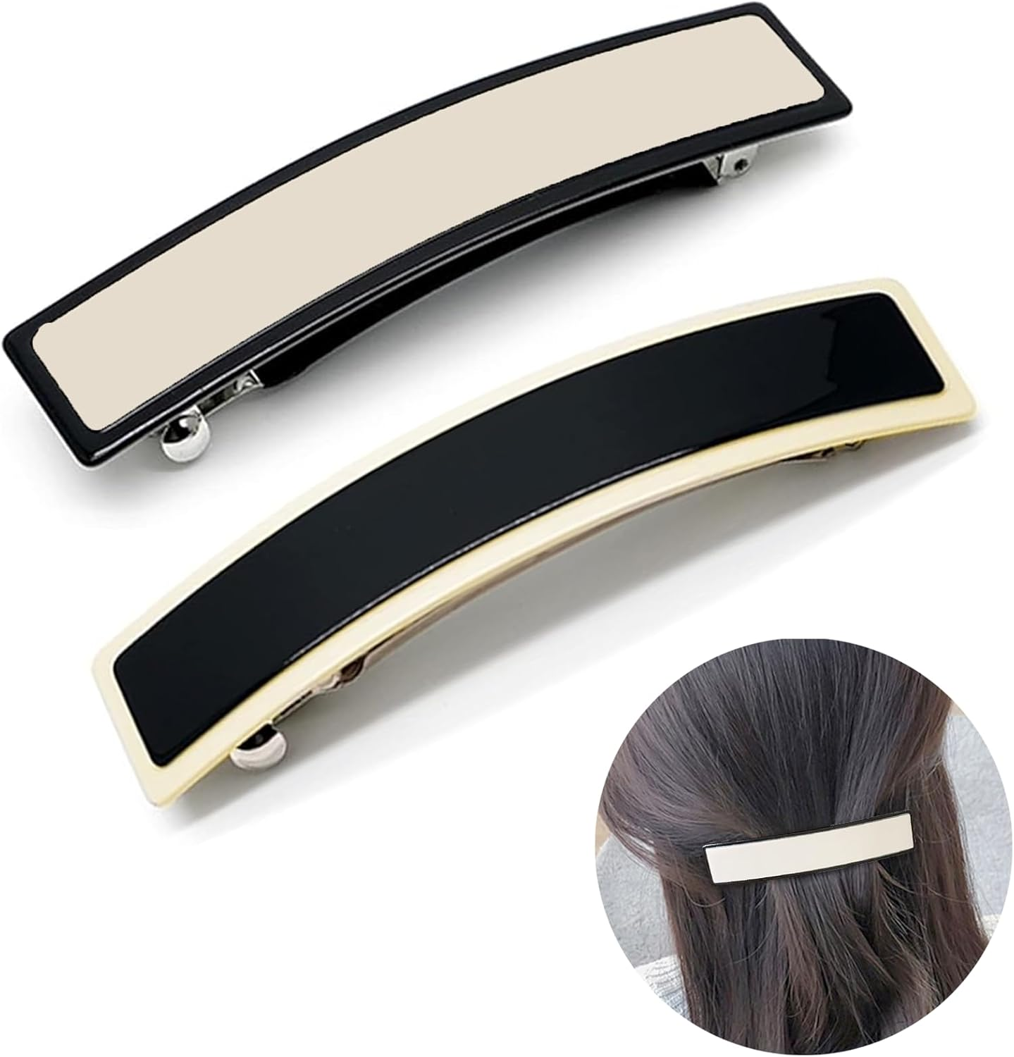 Pack of 2 Women'S Vintage Hair Clips, Patent Clip, Hair Clips, Classic Hair Clip, French Strong Automatic Hair Clips, Hair Comb Barrette Hair Accessories, Hair Clips for Thick, Thin, Long Hair