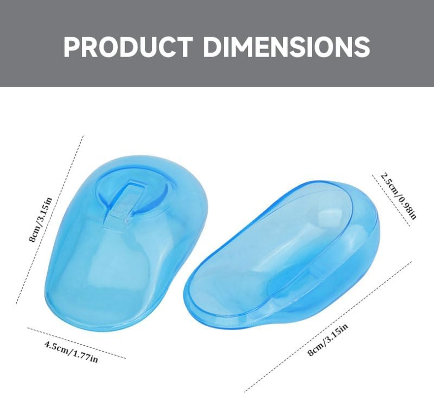 2 Pcs Ear Protectors, Reusable Plastic Ear Covers, Waterproof Anti-Staining Ear Shower Caps for Hair Dye, Washing, Showering, Salon (Blue) image number 1