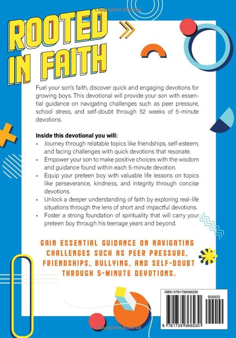 Tweens Rooted in Faith 5 Minute Devotions for Preteen Boys | Nurture Spiritual & Character Growth with Encouraging Scripture & Stories for Boys Aged 9,10,11,12 image number 1