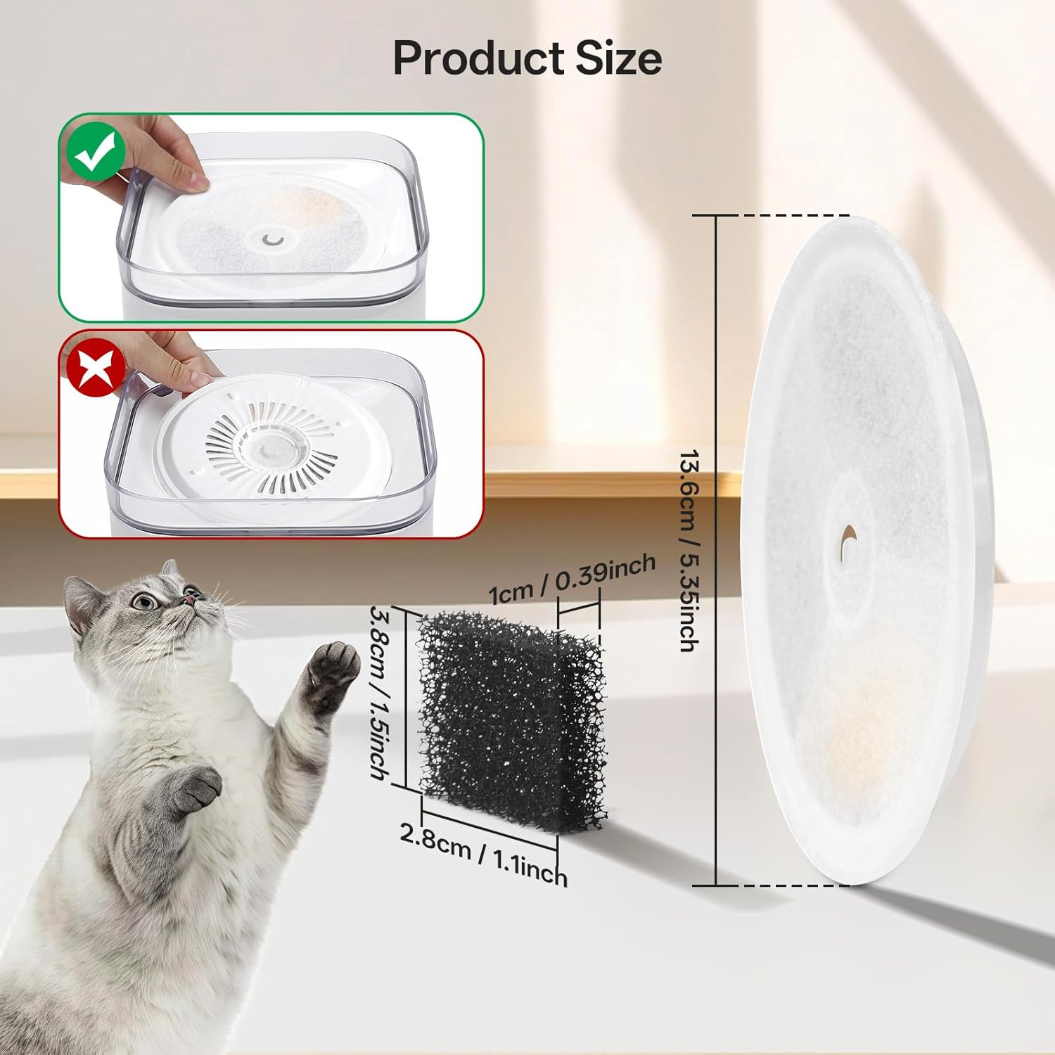 Pack of 10 Cat Fountain Filters and 10 Pump Sponge, Improved Filter Units 3.0 with Resin and Activated Carbon for 2L/1.8L Automatic Intelligent Cat Fountain (Ever Weet 2S/3/3 Pro/Solo/Solo SE) image number 2