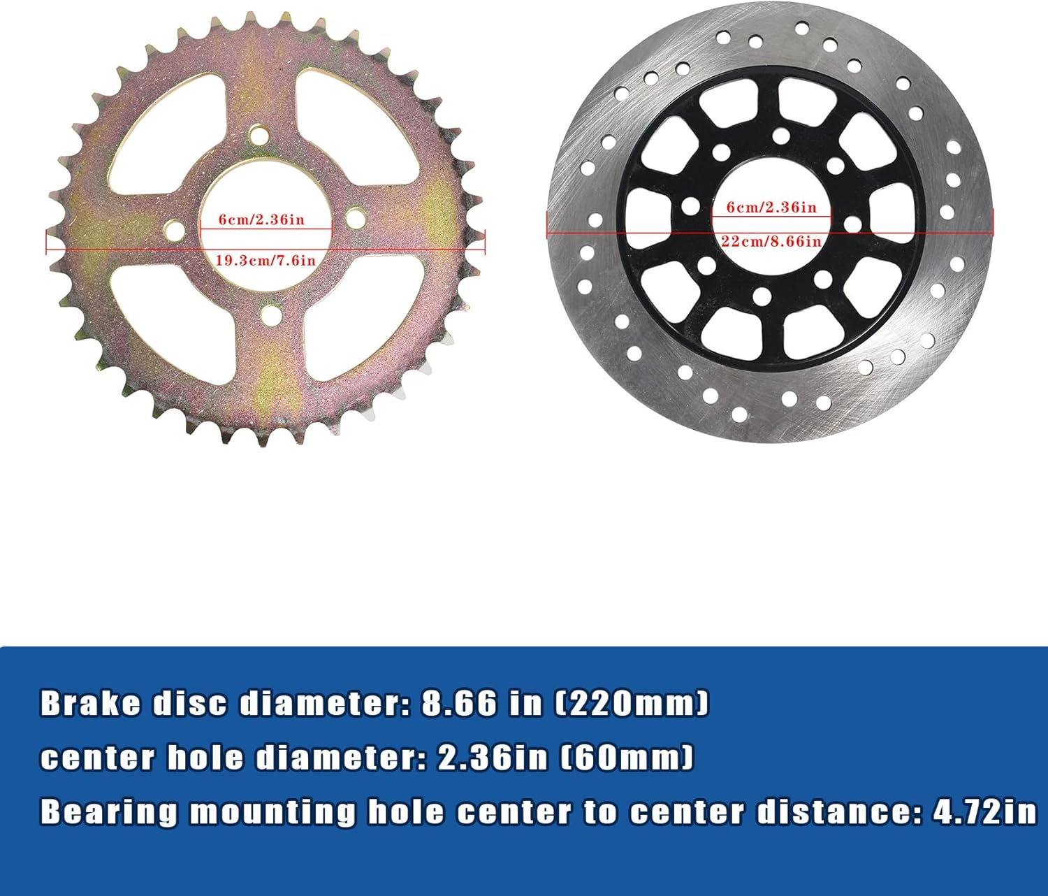 Go Kart Rear Axle Kit 44-Inch Axle with Pillow Block Sprockets Brake Discs Hubs Chains Brake Master Cylinder Calipers Replacement for Go Kart Atvs 4X4S and Drift Tricycles