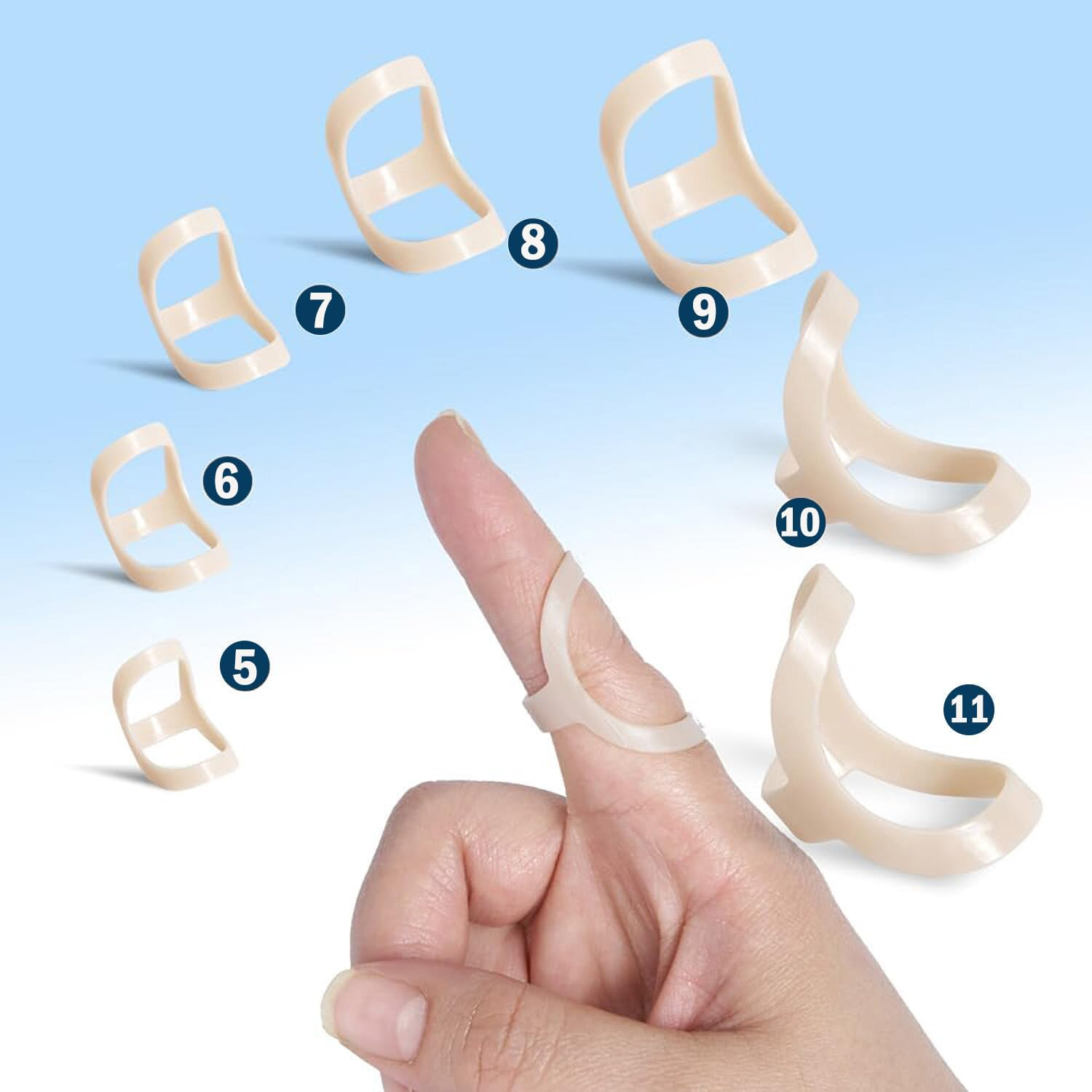 SILHOL 7 Pieces Finger Splint Set for Arthritis and Trigger Finger Relief, Oval Finger Braces for Thumb, Index, Middle, Ring and Pinky Fingers (Sizes 5-11), Joint Pain Relief, Injury Recovery image number 6