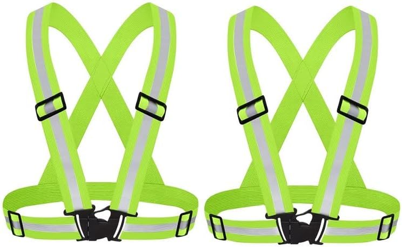 2 Pieces High Visibility Reflective Vest - Safety Reflector Strips Bands - Reflective Running Gear for Men and Women for Night Running
