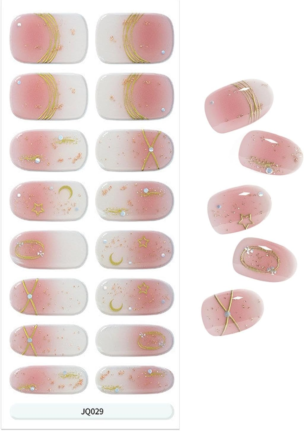 Rissunkv Gels Nails Polish Strips,16X Gradient Strips Adhesive Gel Nail Polish - Long-Lasting Nail Decals Home Salon Nail Crafting Decoration for Gathering, Dating