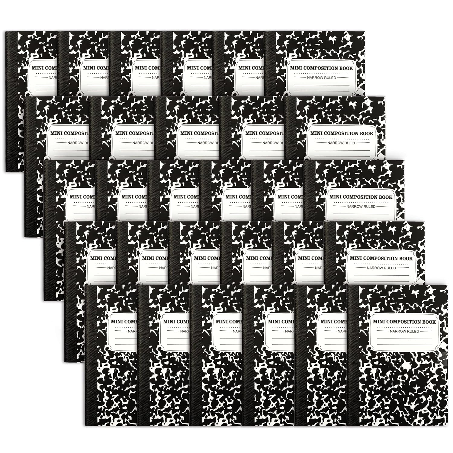 Mini Composition Notebook, Cute 30 Pack Black Narrow Ruled Mini Composition Books Bulk by Feela, Small Pocket Marble Journal Notebooks for Kids Students College Office, Pocket Size 4.5 X 3.25 In image number 5