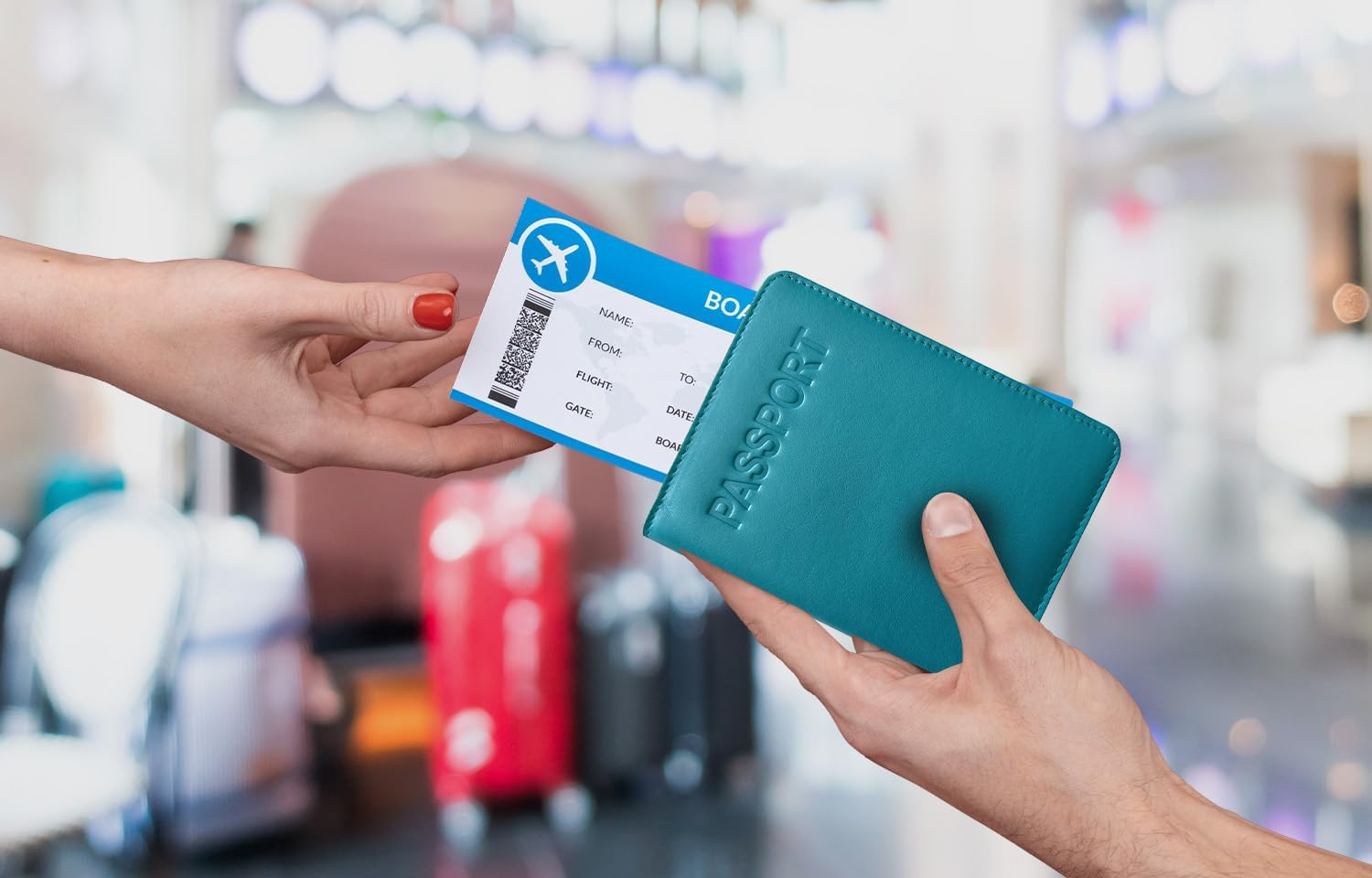 Teal Leather RFID Passport Cover Holder - Teal image number 2