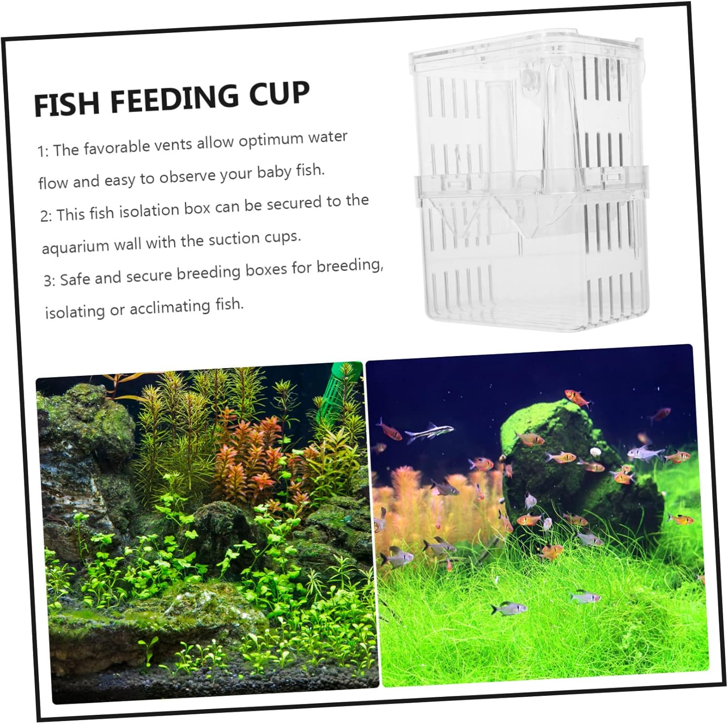 SUPVOX 2Pcs Large Fish Tank Breeding Box Double-Layer Aquarium Isolation Container Hatching Incubator with Suction Cup Suitable for Guppies and Small Fish Aquatic Pets Random Color image number 4
