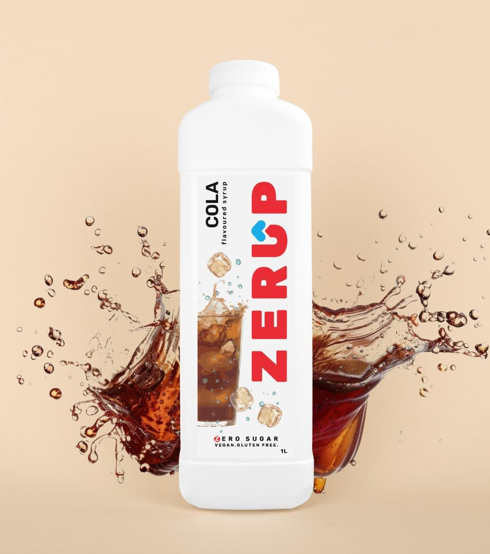 Zerup Zero Sugar Cola Sugar Flavoured Syrup 1L Bottles, Sugar Free Syrup, Cola Flavour Drink Mix, Low Calorie Flavourings for Milk Shakes, Cocktails, Teas, Gluten Free, Keto Friendly, Halal image number 1