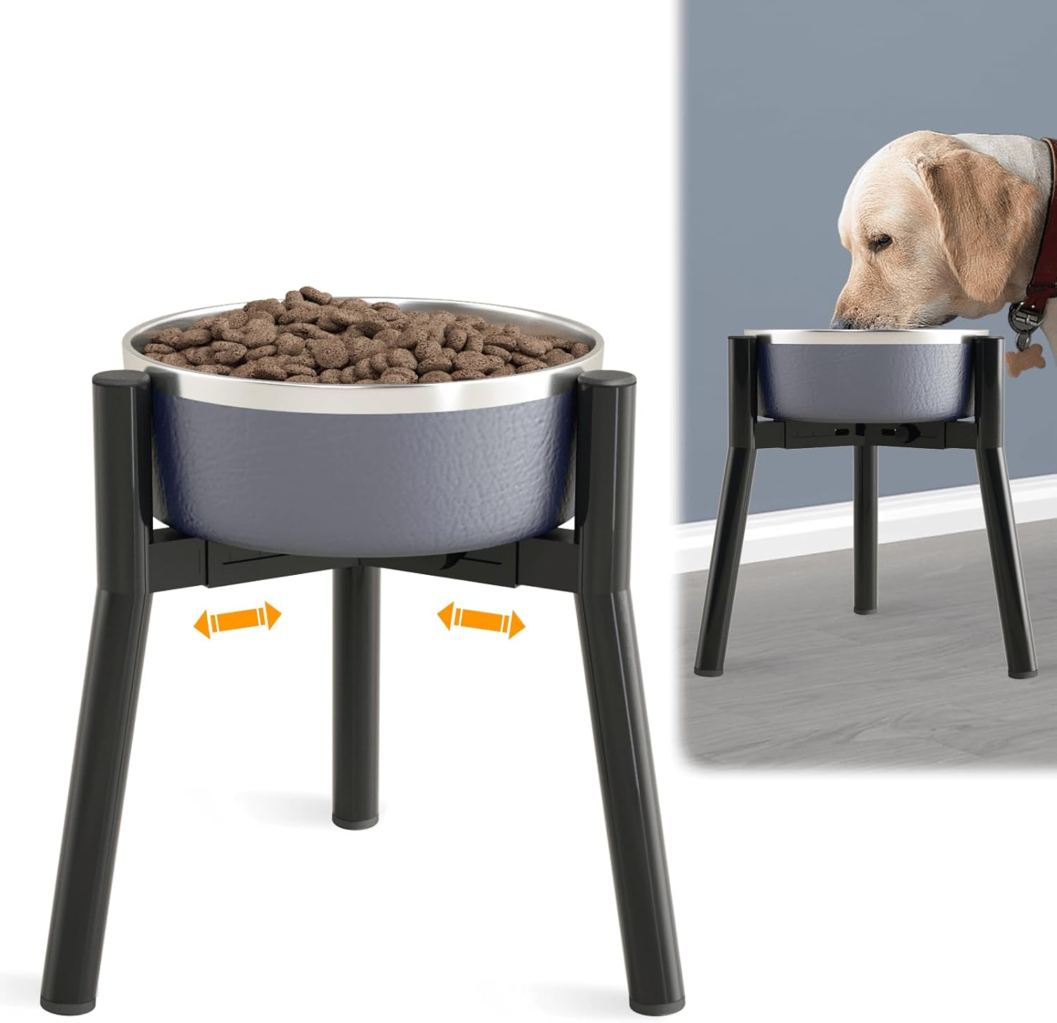 SHAINFUN Dog Bowl Stand for Large Dogs, Adjustable Width Tall Elevated Dog Bowls for 7-10.6" Bowls, Dog Food Water Stand Feeder, Metal Single Raised Dog Bowl Holder,11" Tall(Bowl Not Included) image number 3
