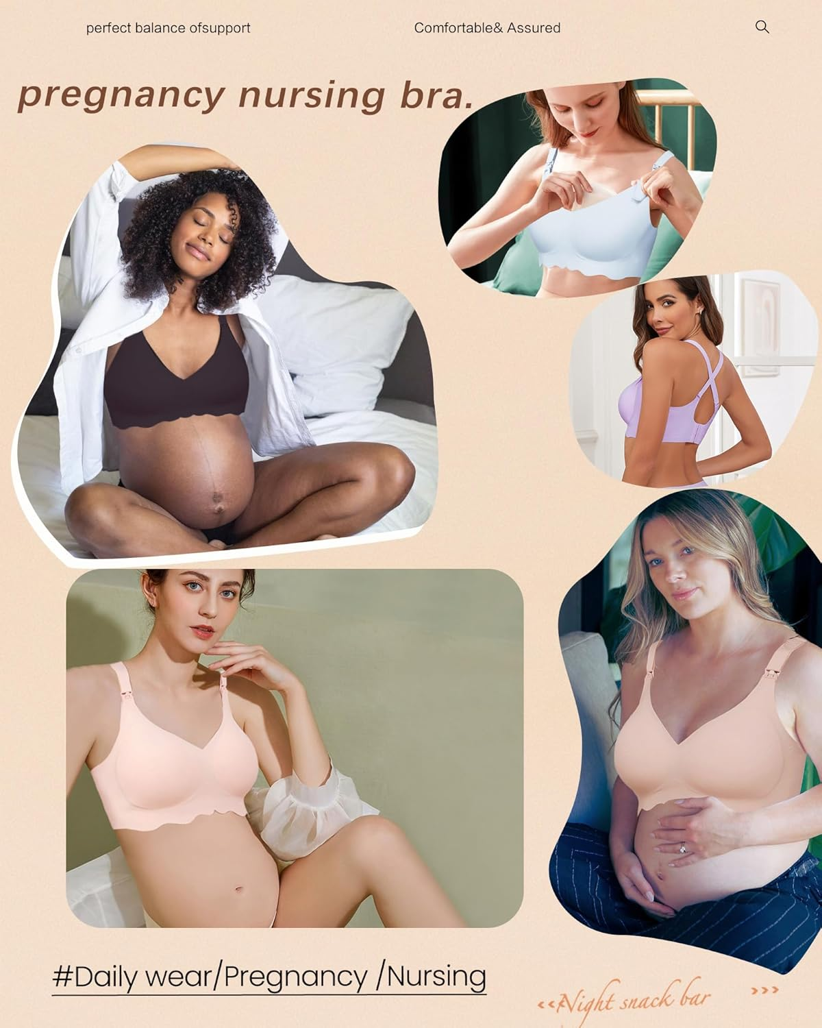 As Fairy Nursing Bras for Breastfeeding Wireless Seamless Maternity Bra Ultra Comfort Pregnancy Sleep Bralette for Women image number 2