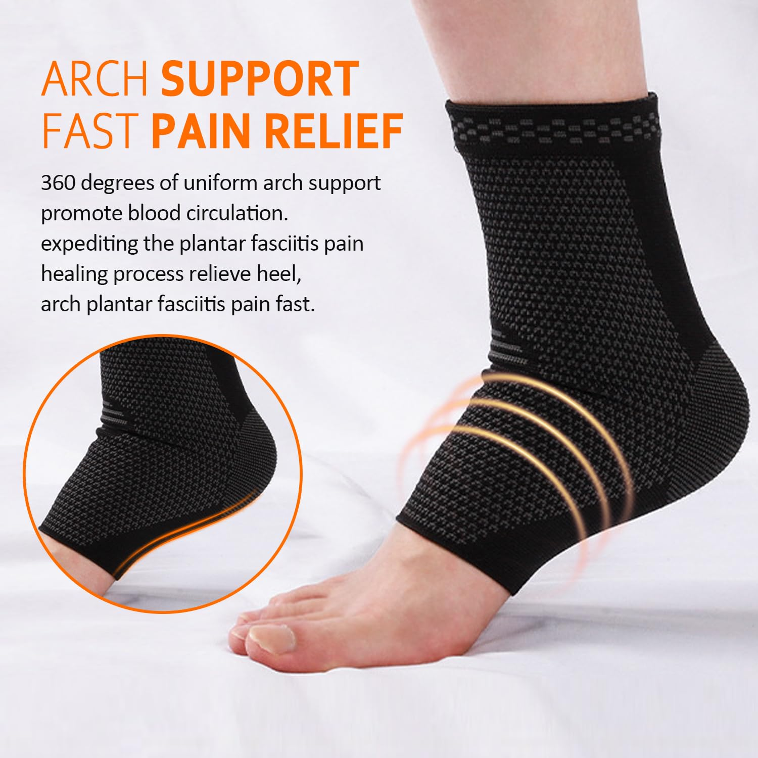 Plantar Fasciitis Socks,H HOME-MART 2 Pack Ankle Brace Socks Compression Sleeve | Injury Recovery, Joint Pain | Ankle Support |Achilles Tendon Support, Plantar Fasciitis Foot Sock with Arch Support