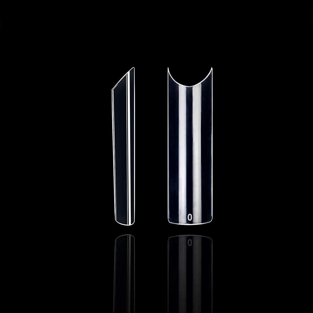 500Pcs Coffin Nail Tips, 10 Sizes Acrylic Poly Nail Extension Gel Tips Half Cover Extension Transparent Long C Curve Nail Tips for Salons and DIY Nail Art with Box (Clear) image number 1