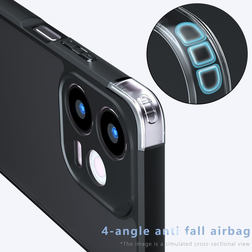 TQLGY Matte Case for Oppo A5 Pro 5G 6.67-Inch, Shockproof Military Grade Drop Protection, Frosted Translucent Skin-Touch Hard Back Slim Phone Cover, Black