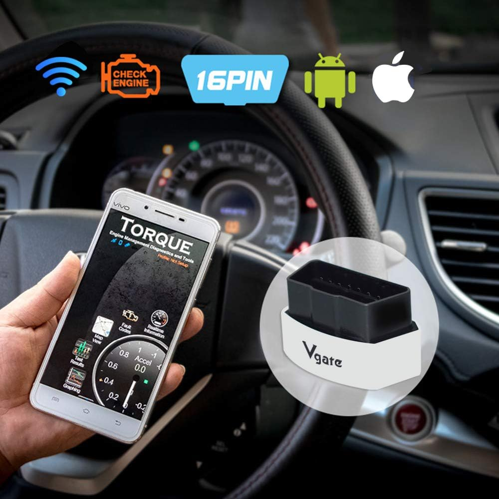 Vgate Icar 3 Wifi OBD2 Scanner Scan Tools Interface Adapter Check Engine Light Car Diagnostics Tool for Ios Iphone Ipad and Android, Auto Sleep(White) image number 2