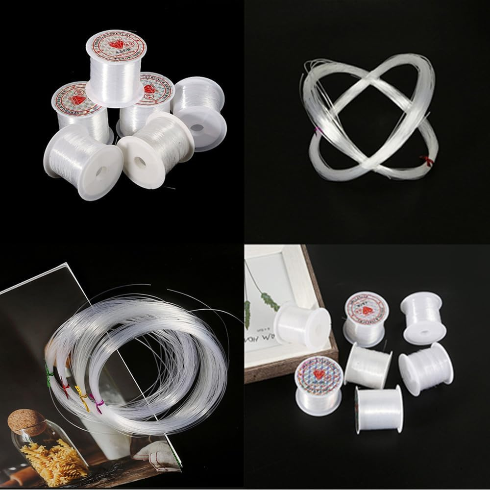 Loopunk 4 Roll Transparent Fishing Thread, Fishing Line Nylon Fish Fishing Line Spool Beading String Jewelry Beading Thread for DIY Crafting, 0.4Mm, 0.7Mm, 0.5Mm,0.25Mm Fishing Line Clear Invisible.