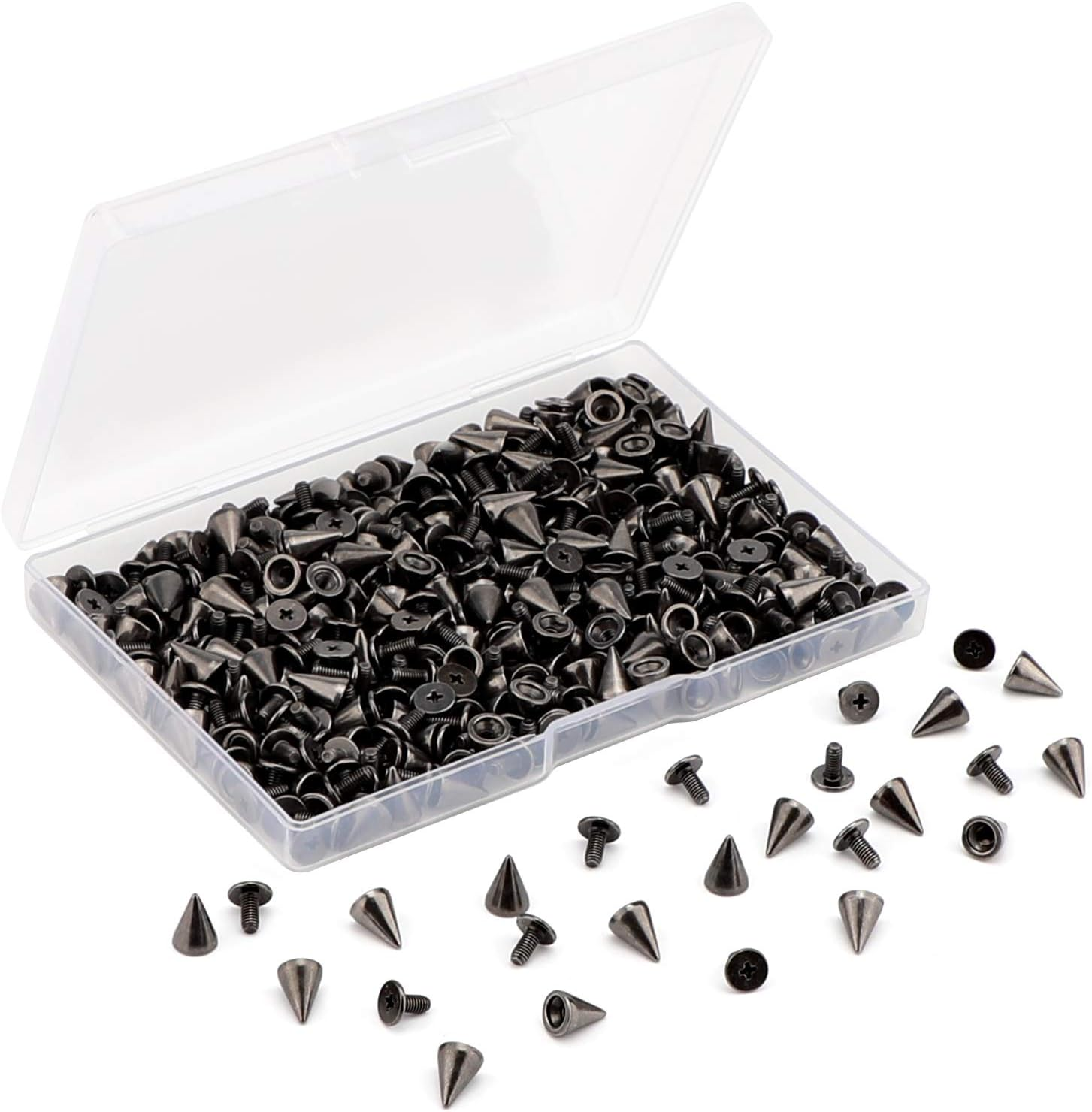 LUTER 200 Sets/Pairs 7X9.5Mm Bullet Cone Spikes and Studs Gun Metal Screw Back Studs DIY Craft Rivets Punk for Clothing Shoes Leather Belts Bag (Gun Black) image number 4