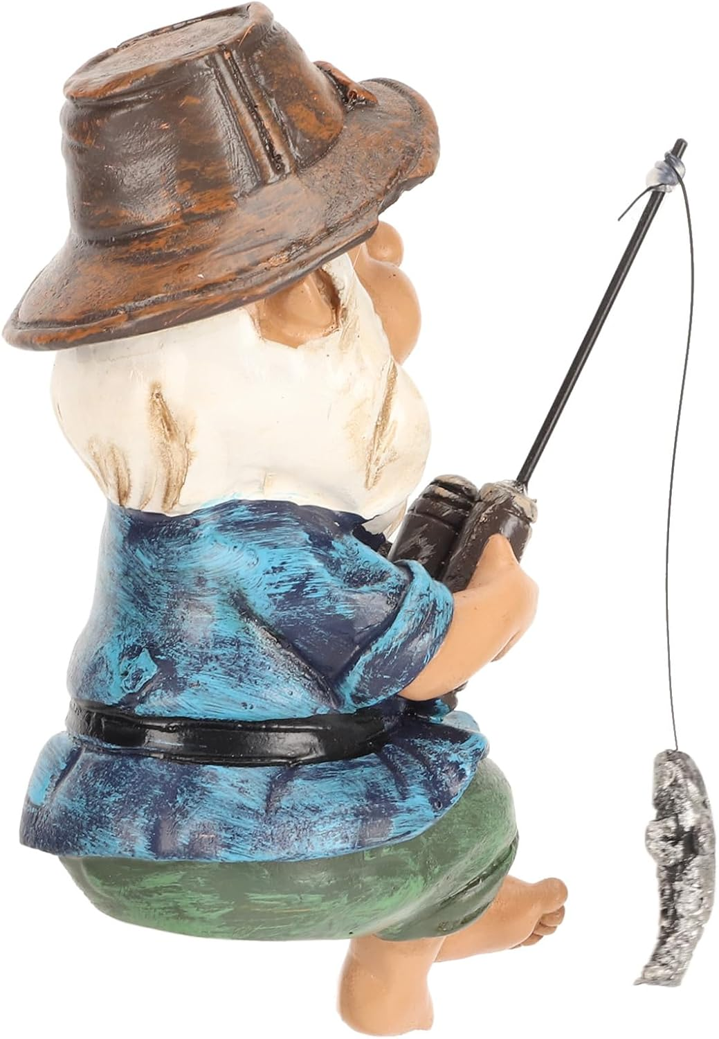 Fishing Gnome Sitter Resin Statue, Handcrafted Outdoor Garden Decoration, Lawn Ornament Garden Sculptures with Rich Colors for Patio