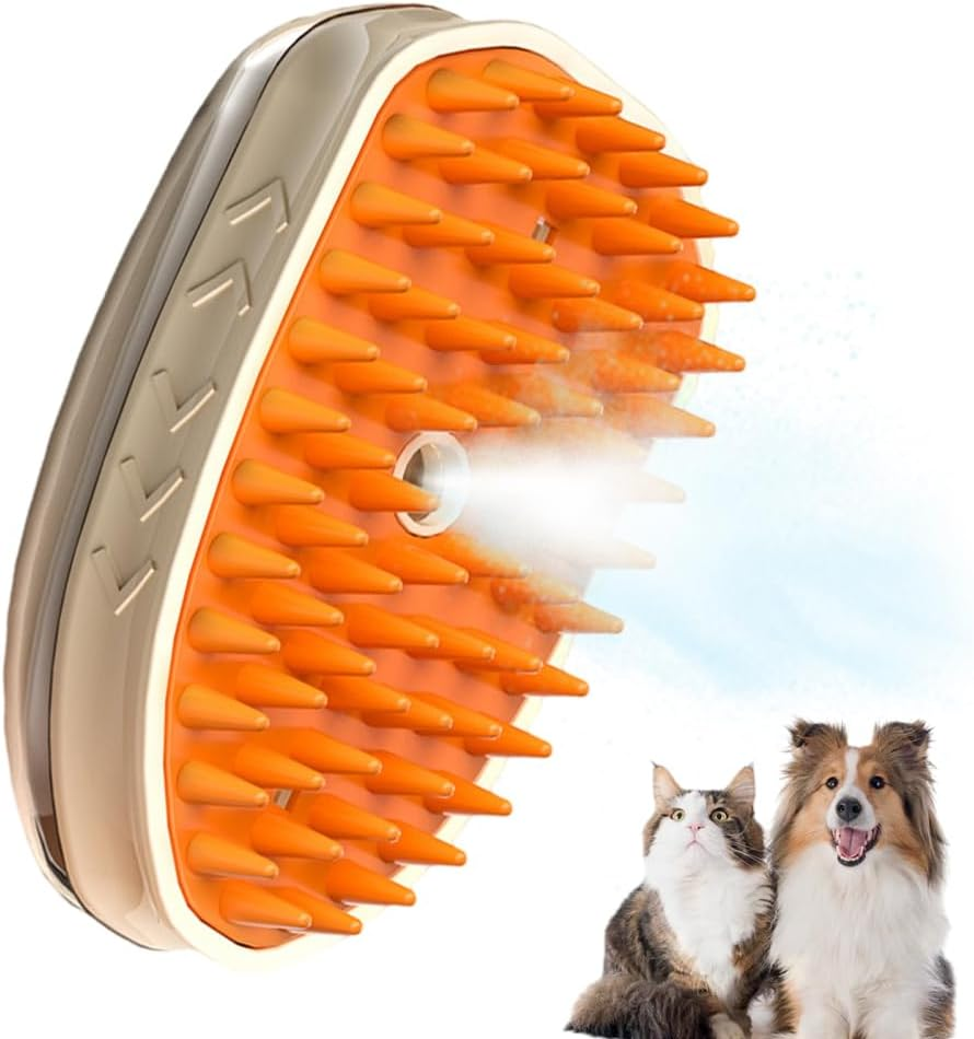 Cat Steam Brush, 3-In-1 Antistatic Steamy Cat Brush, Cat Massage Brush, Grooming Brush with Light for Fighting Cat Lichen for Cats, Dogs, Rabbits, Massage, Self-Cleaning image number 6