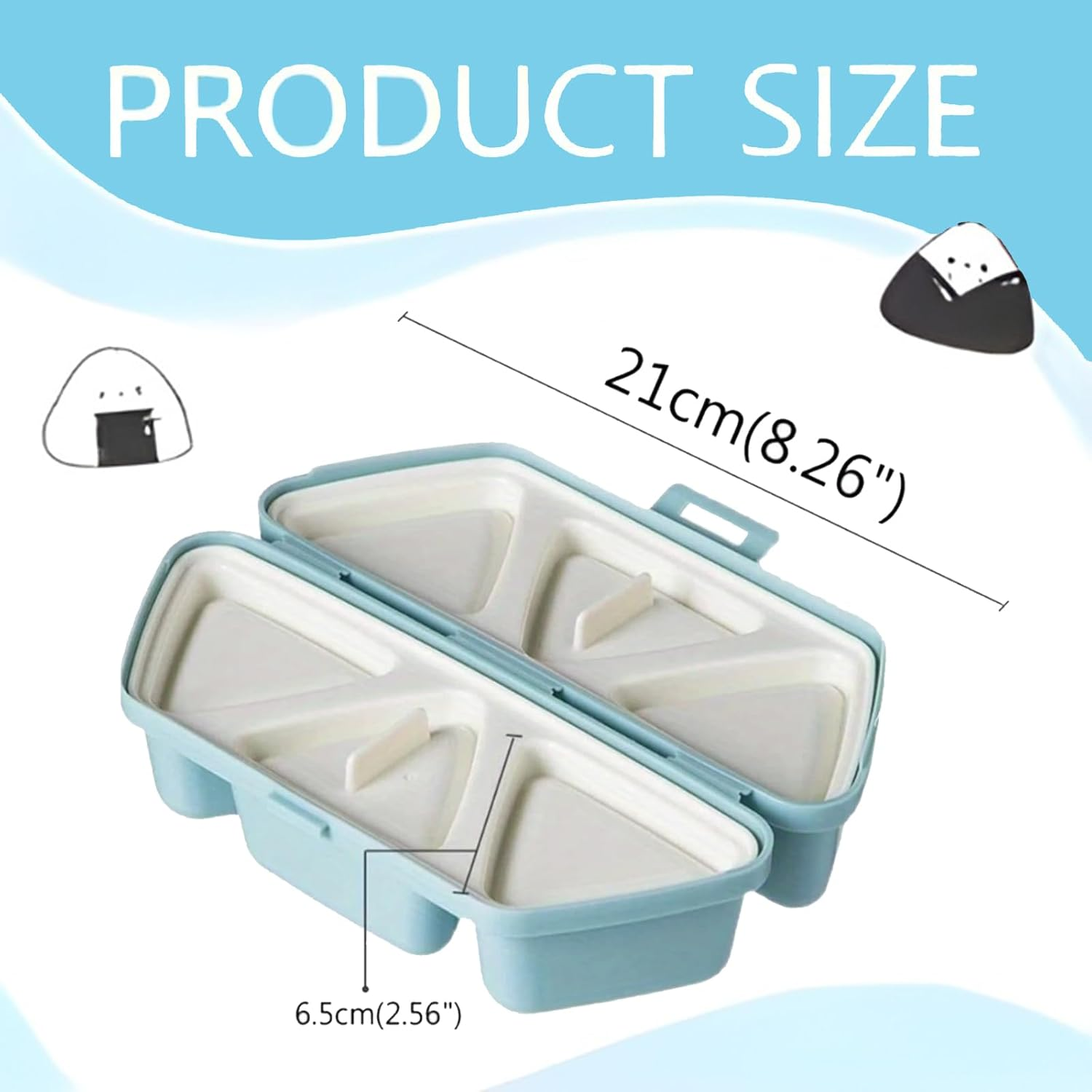 MYLEUS Triangle Sushi Mold - 6 in 1 Onigiri Mold for Making and Storing Sushi, Non-Stick Rice Ball Mold for Seaweed Cilantro Rice Balls(Blue) image number 4