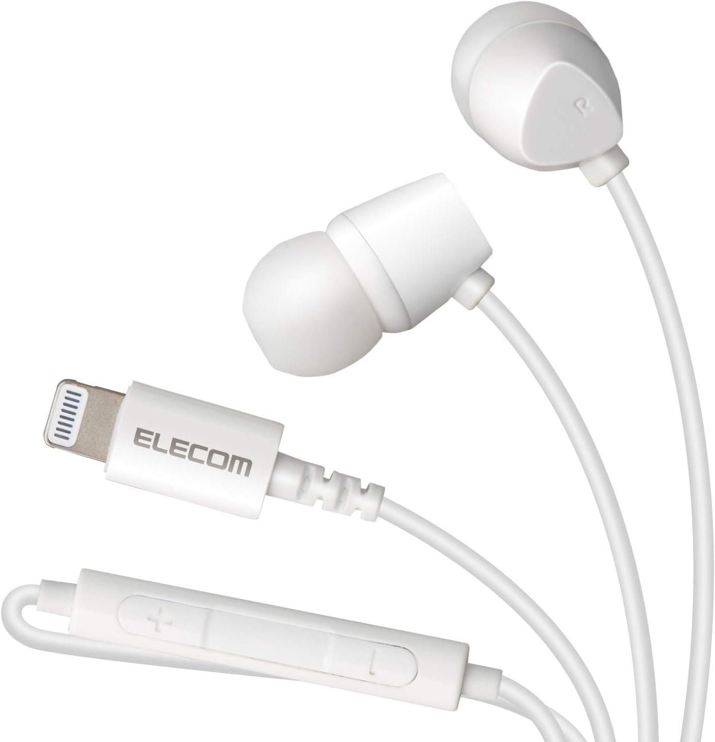 Elecom EHP-LCN200MXWH Lightning Earphones, 0.3 Inch (8.5 Mm) Driver, MFI Certified, Fast Music, CN200 Series with Microphone, White image number 4