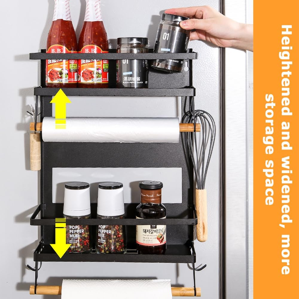Refrigerator Rack,Magnetic Spice Rack,Refrigerator Shelf,Moveable Magnetic Fridge Organizer,Household Condiment Rack,For Kitchen Organization and Storage image number 6