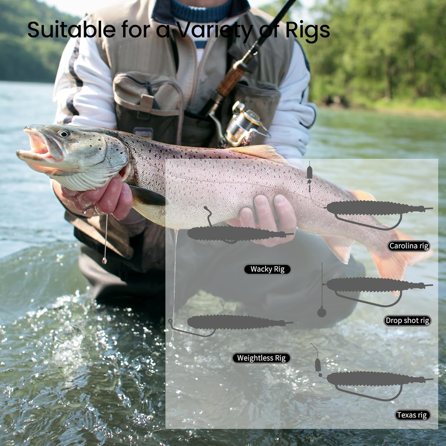 Pristis 10 Pcs Chariot Bug Soft Lures, Wacky Worms Baits for Bass Fishing, Plastic Insect Swimbait Set for Texas Weightless Finesse Rig Kit Gear Saltwater Freshwater image number 2