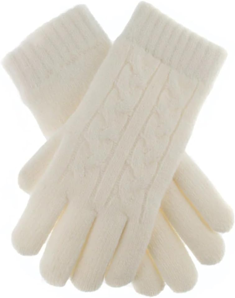 Dents Women'S Warm Cable Knit Yarn Lined Gloves, White, One Size image number 3