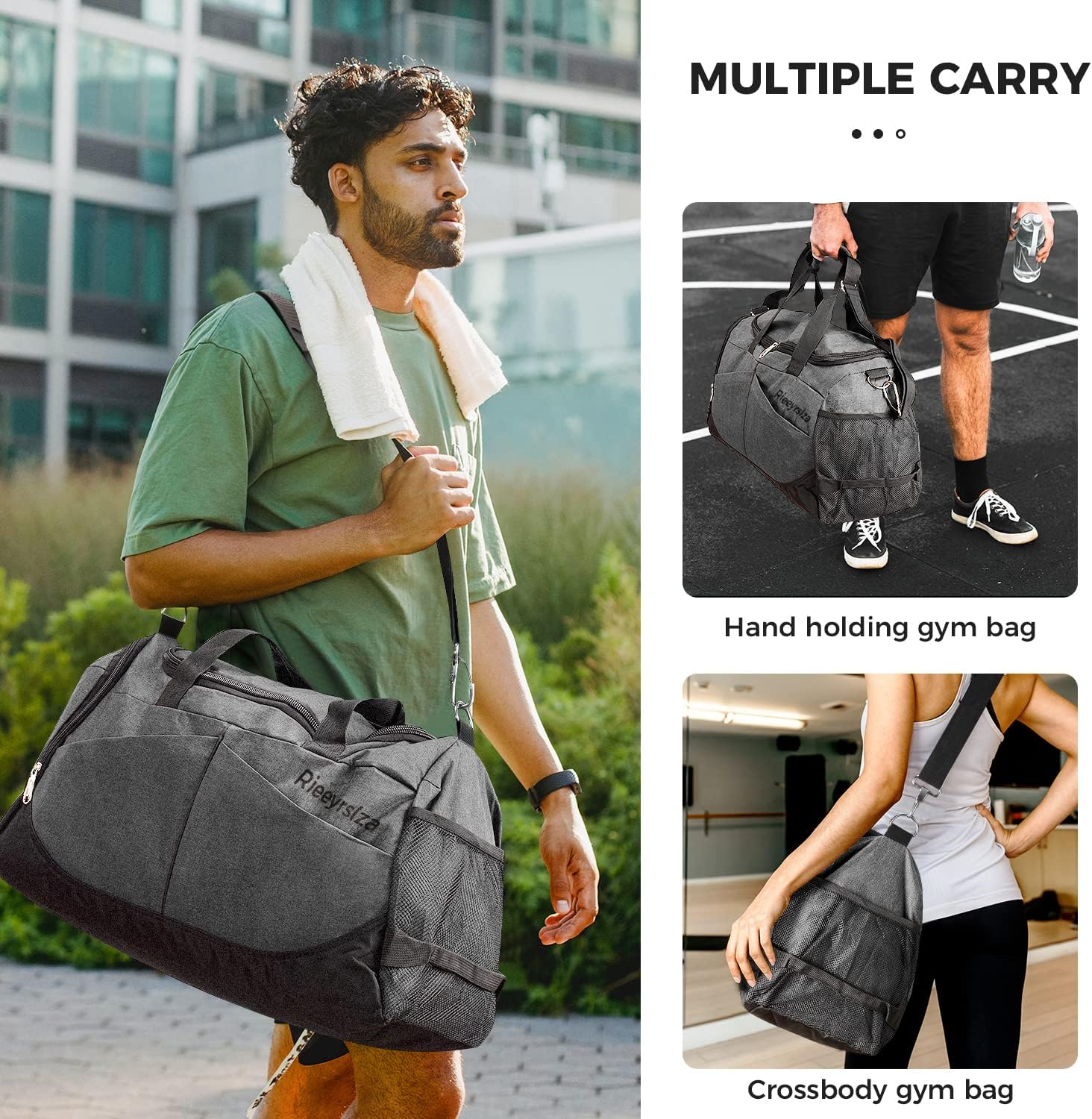 Sport Duffle Bag Sports Gym Bag with Shoes Compartment image number 6