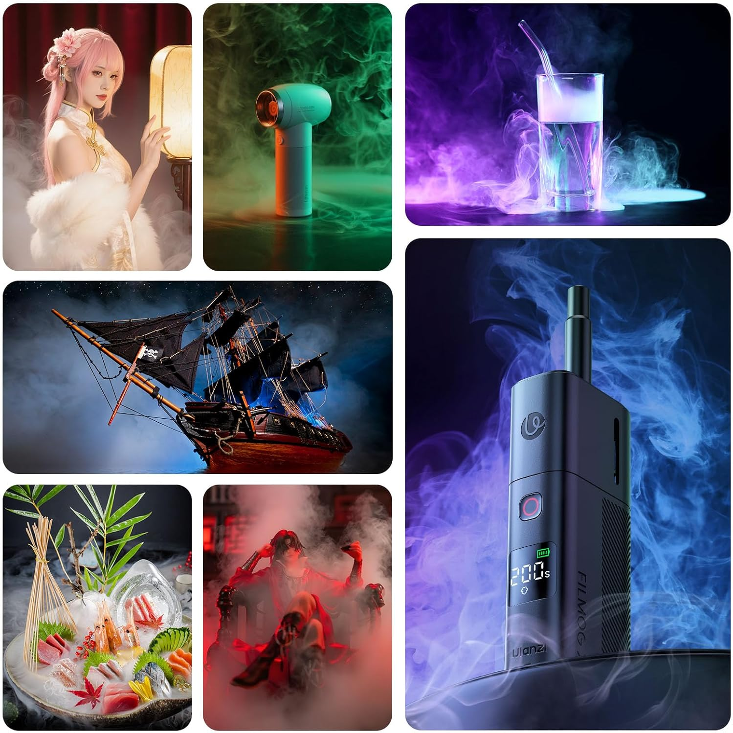ULANZI FM02 Fog Machine, 3 Mist Modes, Portable Handheld Smoke Machine with Digital Display for Photography/Stage Effect/Partie/Halloween/Wedding 【With Oil-Liquid and Batteries】 image number 2