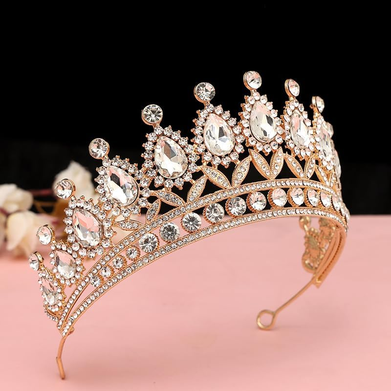 NIYANGLE Vintage Tiara Crown, Wedding Bridal Tiara, Glittering Crystal Headbands, Queen Crown for Women, Weddings, Costume, Party, Birthday, Hair Accessories