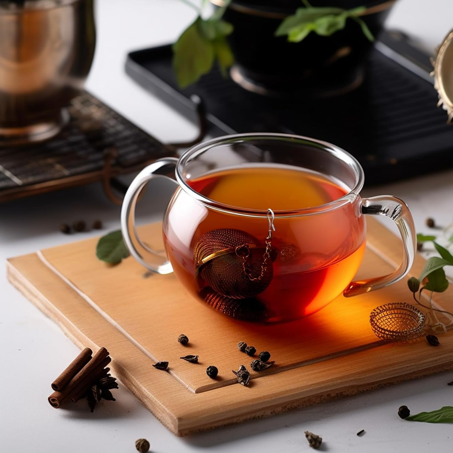 Stainless Steel Mesh Tea Infuser, 2.1 Inch Tea Ball with Honey Bee Pendant Tea Strainer Tea Diffuser Tea Steeper for Filtering Tea,Tea Infusers for Loose Tea (Bee, 2PC)