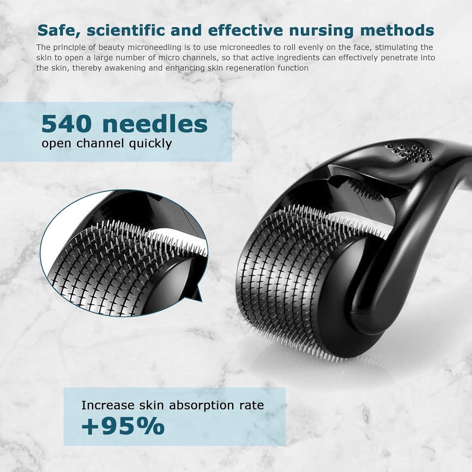 Derma Roller for Hair & Beard Growth, 3 Pack 0.5Mm,1Mm,1.5Mm Microneedle Roller for Face, Body Growth, Skin Care Micro Needle Face Roller for Women & Men, 540 Titanium Scalp Roller Beard Dermaroller image number 4