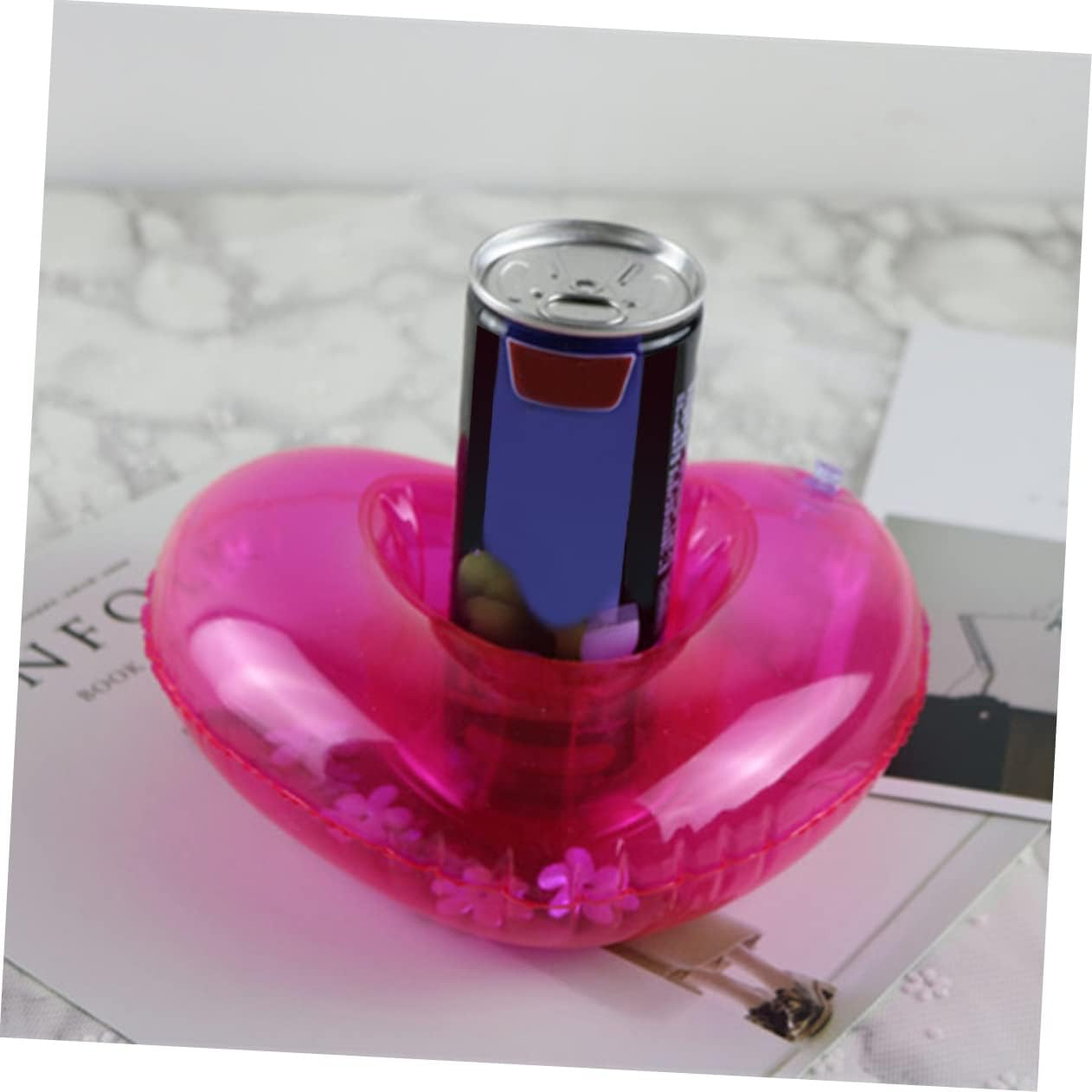 Hohopeti 8Pcs Rosy Inflatable Heart Shape Drink Pads Drink Cup Holder Beach Floating Drink Holder for Summer Party Favors Outdoor Serve image number 5