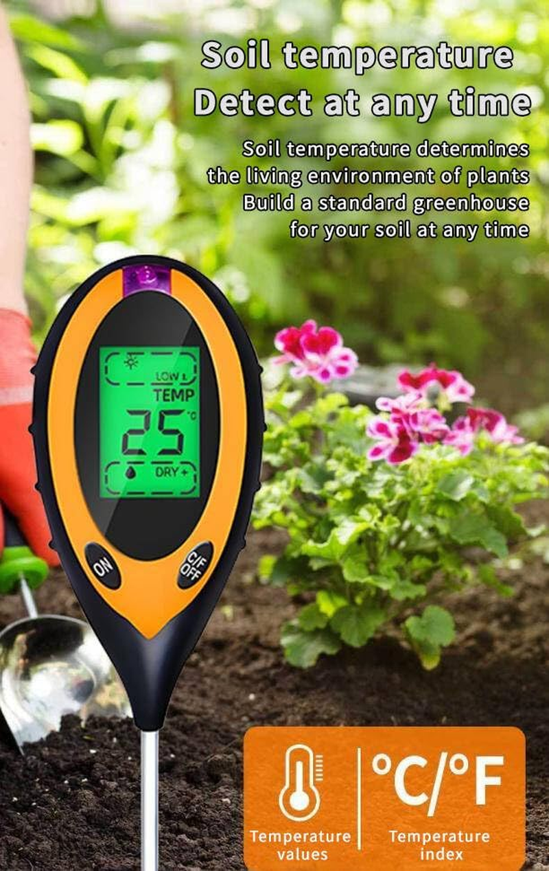 QUMOX Soil PH Tester, 4-In-1 Digital Plant Soil Moisture Meter with PH Value/Temperature/Moisture/Light Intensity for Plants, Garden, Farm, Lawn, Indoor and Outdoor image number 2