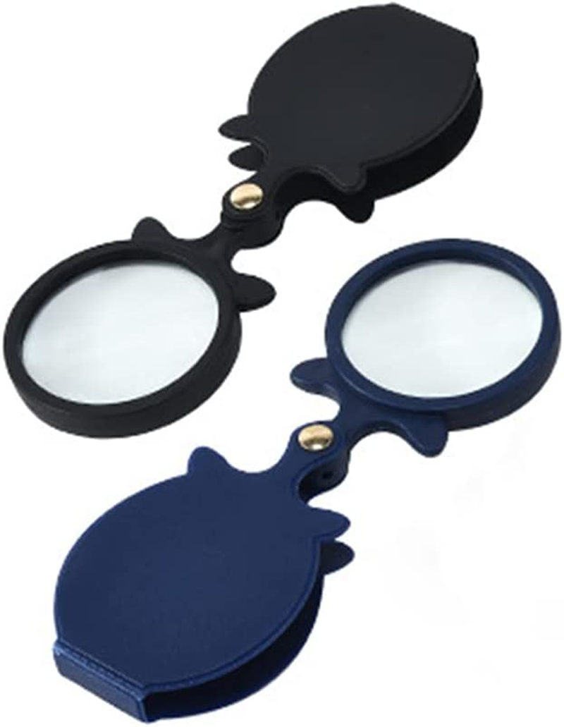 Meichoon 2Pcs 10X Mini Magnifying Glass,Small Pocket Folding Magnifier with Rotating Protective Holster for Reading Newspapers/Books/Magazines,Science,Jewelry,Hobbies(Black+Blue) image number 6