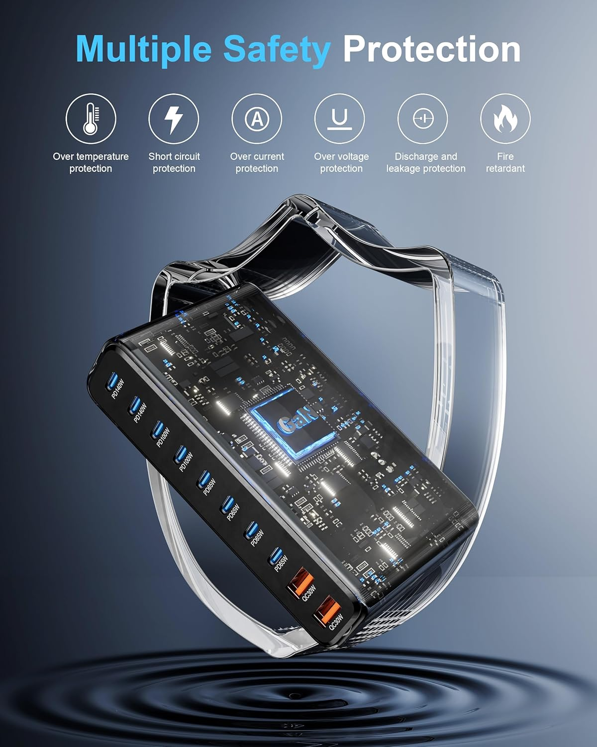 ARIELLX 800W USB-C Charging Station - 140W USB C Charger, 100W USBC Gan Laptop Charger, 10-Port Multi Fast Charger Dock Compatible with Macbook Pro, Ipad, Iphone 16 Pro Max/15, Samsung Galaxy, Dell image number 4