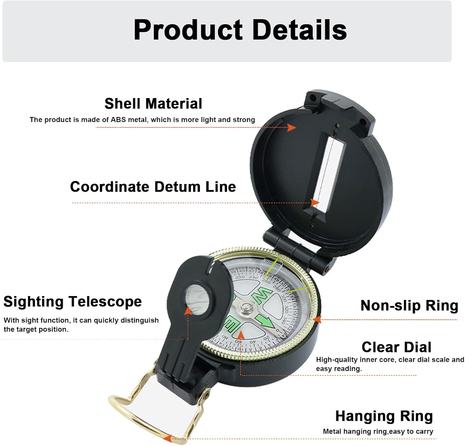 YQQZQ 1 Pack Black Compass,Waterproof and Shakeproof Pouch for Camping Hiking Climbing Biking Exploring Geology Outdoor Activities