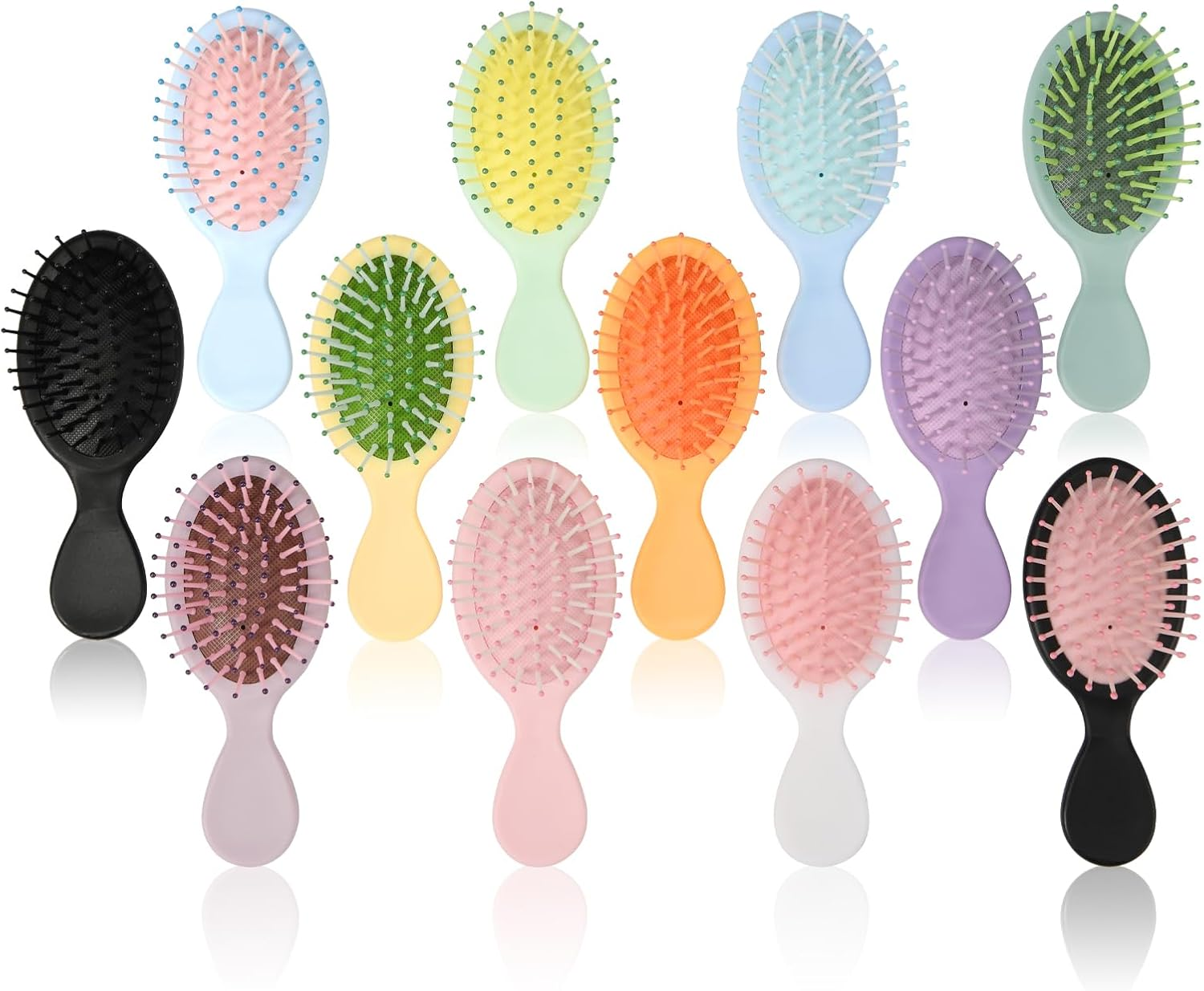 12 Pack Mini Wet Hair Brush Soft Bristle Detangler Pocket Paddle Hair Brushes Travel Detangling Brush, for Most Hair Types, with Ease Knots without Tears or Breakage, 12 Colors image number 2