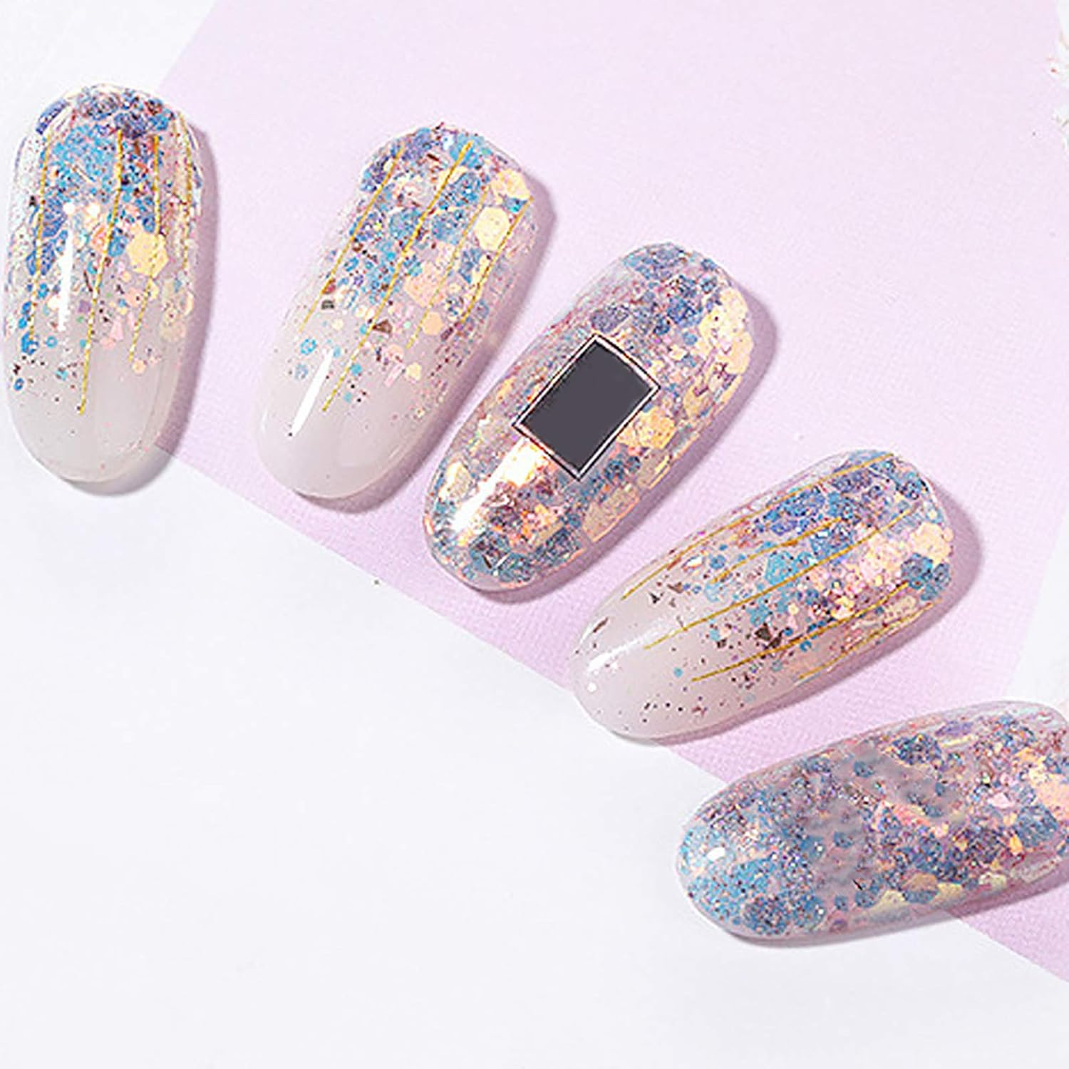3 Boxes New Nail Accessories Mixed Glitter Nail Art Mixed Nail Sequins Mermaid Nail Sequins image number 2