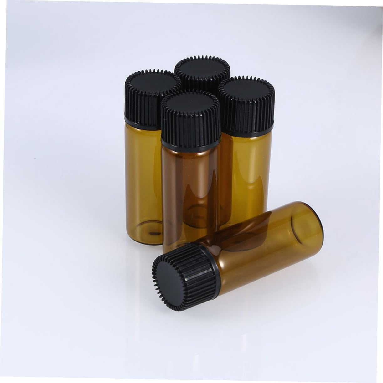 ULTECHNOVO Material Essential Oil Bottle 5Ml Mini Glass Vials Sample Bottles Screw Cap Brown Travel Size image number 4