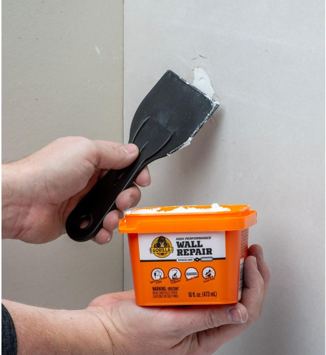 Gorilla Heavy Duty Wall Repair Spackling + Primer, 16 Ounce Tub image number 3