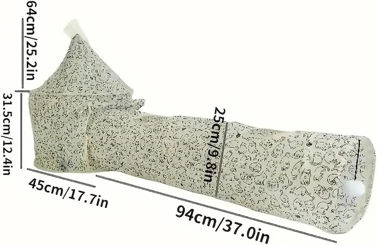 AIMALL Foldable Cat Tunnel and Tent Set 17.7X25.2 in Tent with 9.8X37In Tunnel Polyester Indoor Playhouse for Kittens Sleeping Crawling Drilling Interactive Cat Toy - Daisy image number 6